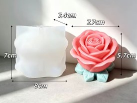 Molde silciona rosa con hojas de base